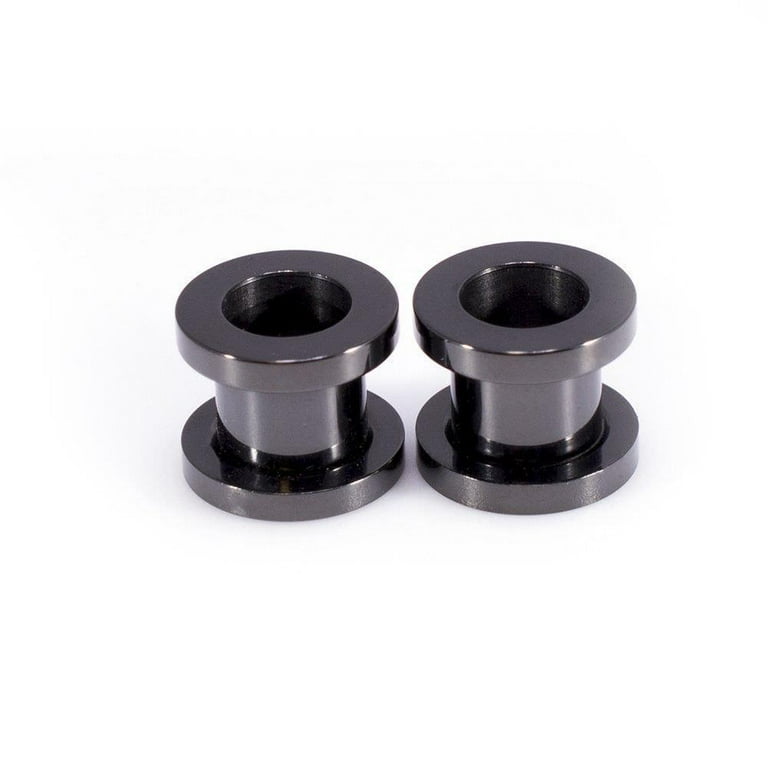 Screw On Anodized Surgical Steel Black Ear Tunnel Plugs Screw On Anodized Surgical Steel Black Ear Tunnel Plugs